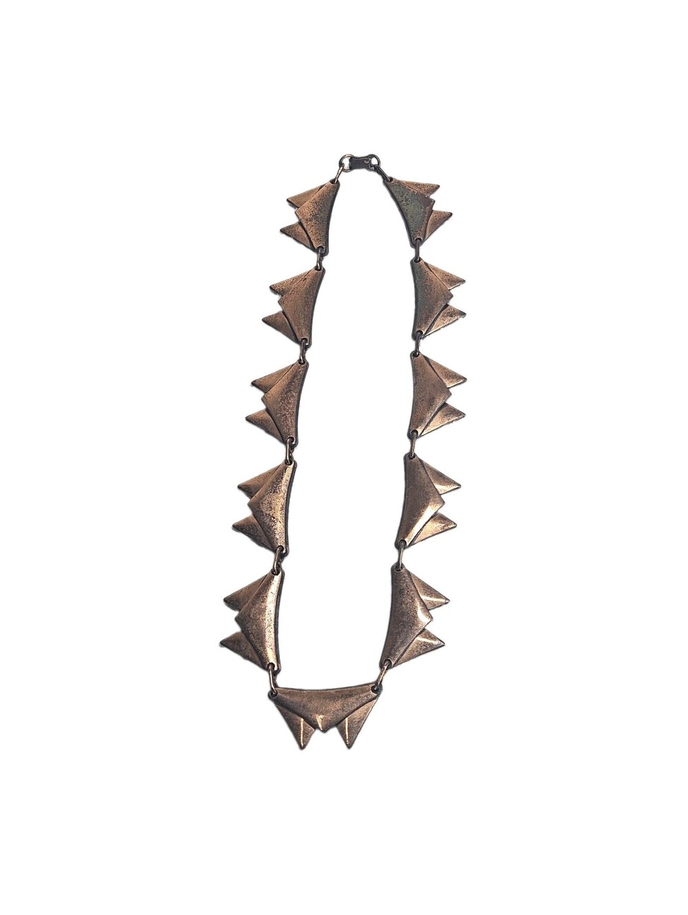 Vintage 1950s Copper Choker Necklace Triangle Retro Pinup Mid Century 15" MCM